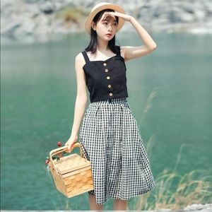 NWT Black Buttoned Crop Top